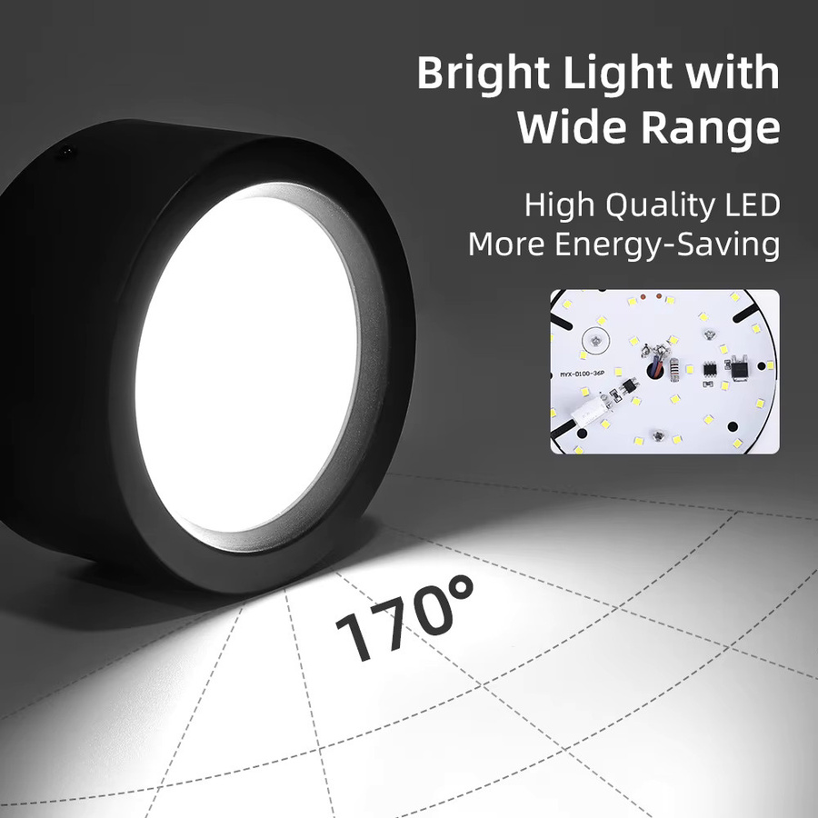 CANMEIJIA LED Downlight Deckenlampe aus Metall in Schwarz, moderne Aufbaustrahler für Küche, Flur und Treppe, 20W - Bild 3