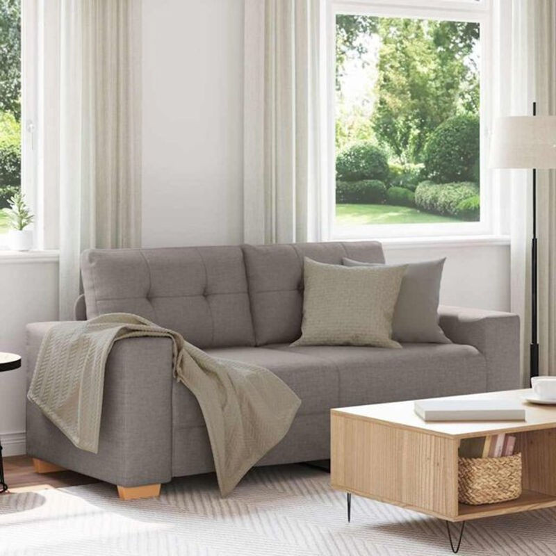 Modernes Vidaxl Loveseat-Sofa als 2-Sitzer aus Stoff in Taupe meliert/Grau, Breite: 140 cm - Bild 1