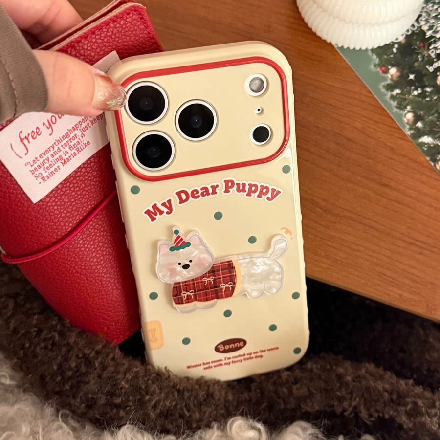 MUQGEW iPhone Schutzhülle mit Koreanischem Polka Dots 3D Cartoon Shell Muster und Tier-Weihnachtsdesign in Multicolour für iPhone 17 16 15 14 13 12 Pro Max Stoßfeste Abdeckung - Bild 3