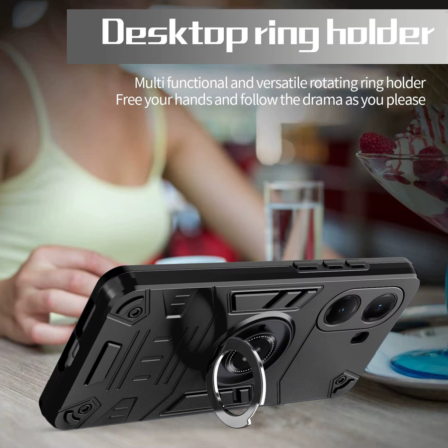 Stoßfeste Schutzhülle mit Ring-Ständer für Xiaomi Poco X7 Pro, C75, C71, F7 und X7 5G in Schwarz - Bild 4