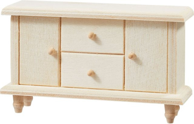 HobbyFun Miniatur Sideboard aus Holz in Beige, B/T/H: 10,2 x 6,0 x 3,0 cm - Bild 1