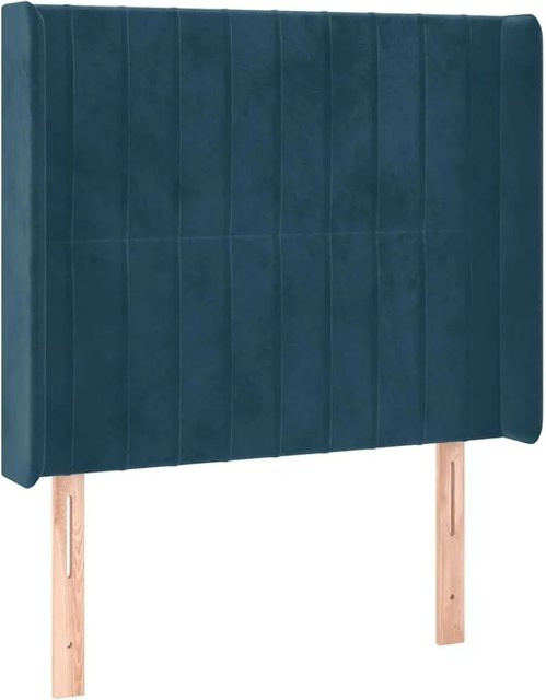 vidaXL Kopfteil mit Ohren in Dunkelblau aus Samt, B/T/H: 93 x 16 x 128 cm - Bild 1