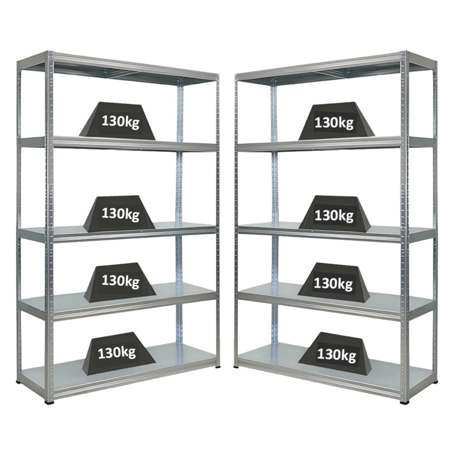2er Set PROREGAL Schwerlastregal Steel Eagle aus verzinktem Stahl, Farbe Silber, H x B x T: 180 x 120 x 40 cm - Bild 2