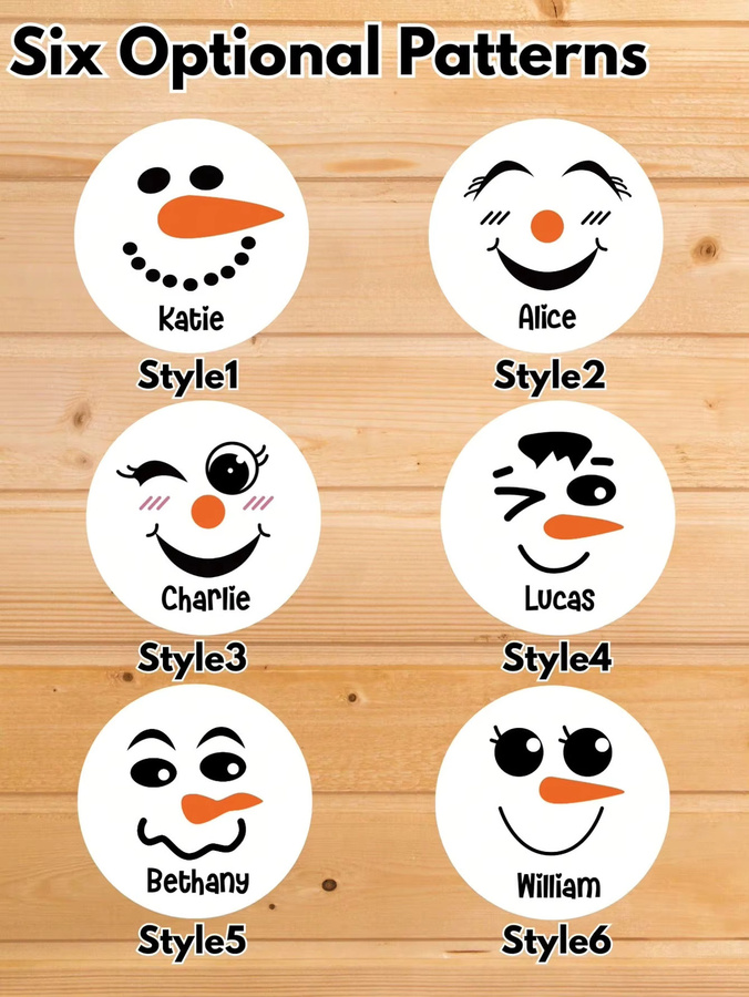 Personalisierte Schneemann Weihnachtsaufkleber mit individuellem Namen für Geschenketiketten und Umschläge, B/H: 5 x 4 x 3 cm, Mehrfarbig - Bild 3