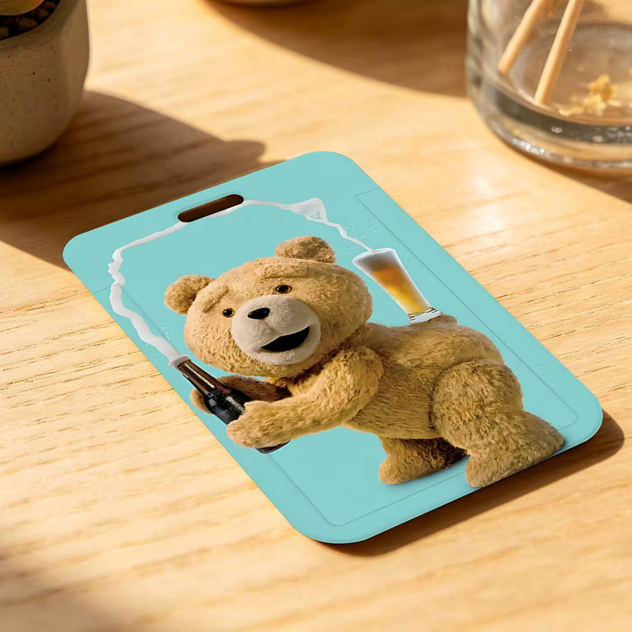 Bunter Teddybär-Ausweishalter aus Kunststoff für Schule und Büro - Bild 3