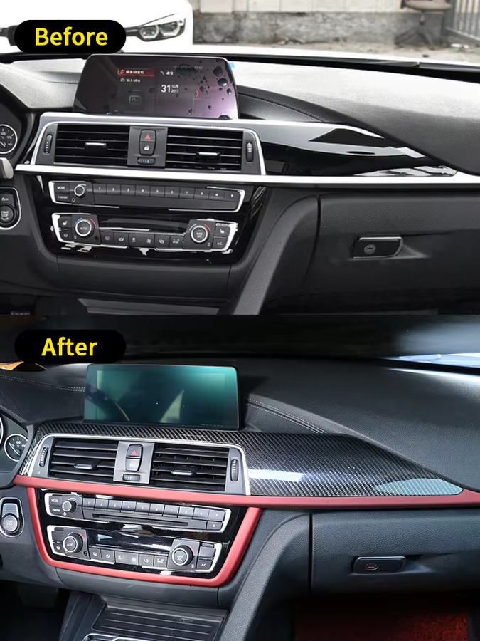 Metyoucar Armaturenbrett Dekorblende aus mattem echtem Carbon für BMW F30 F31 F32 F33 F34 F36 F80 F82 in Schwarz - Bild 4