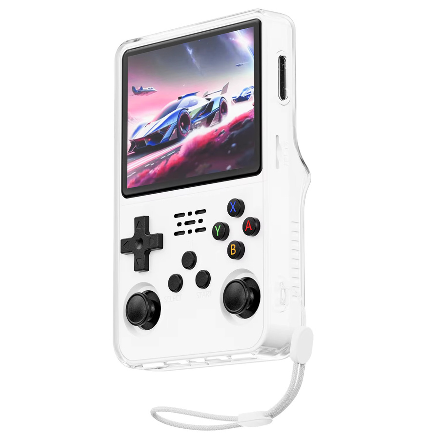 DGETG Silikon-Schutzhülle für die R36S Retro-Handkonsole in Weiß inklusive Aufbewahrungstasche und Daumen-Stick-Kappen - Bild 3