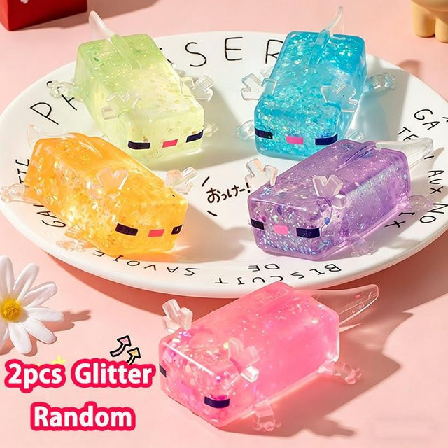 Squishy Axolotl, Knet-Stressabbau-Spielzeug, mit Glitzer - Bild 1