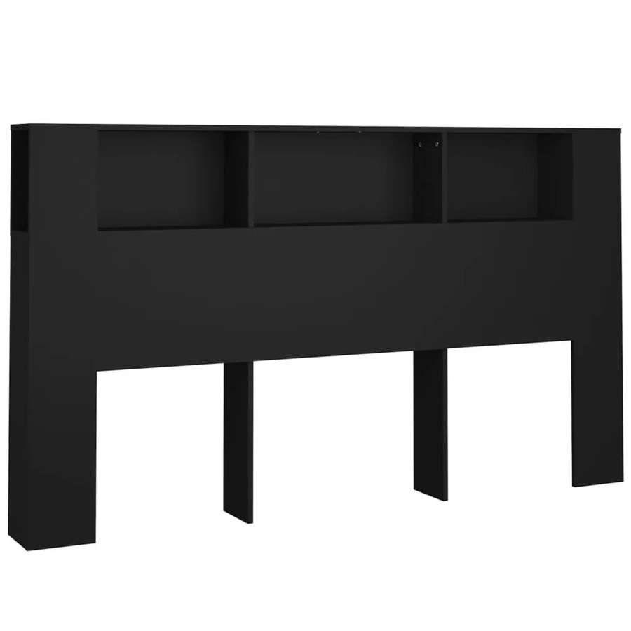 vidaXL Kopfteil mit integrierten Ablagen Schwarz B/H/T: 180 x 104,5 x 18,5 cm - Bild 2