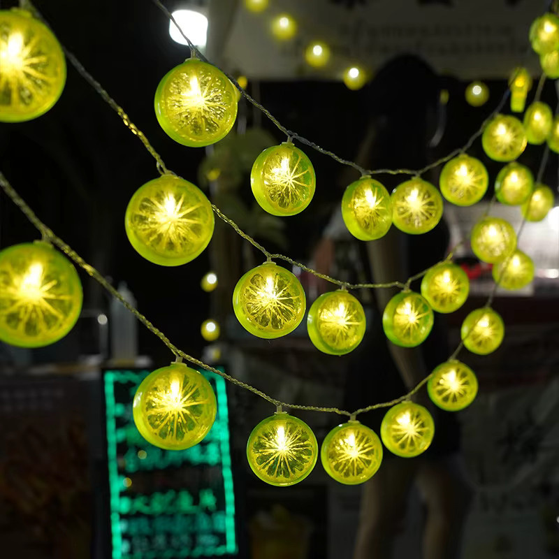 Zitronen Lichterkette als Vorhang für deine Party und Sommerdekoration mit USB und Batteriebetrieb in Mehrfarbig - Bild 3