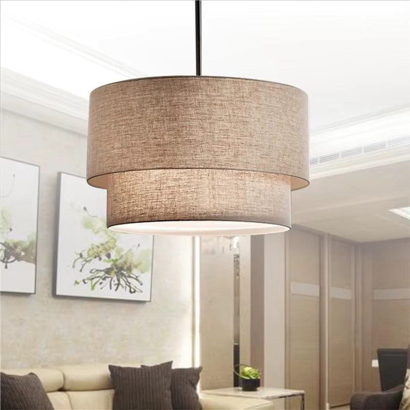 Ynhaw Moderne Pendelleuchte aus Leinen und Metall im Pastoral-Stil für Esszimmer, Wohnzimmer oder Schlafzimmer, Schwarz, Weiß oder Beige - Bild 2