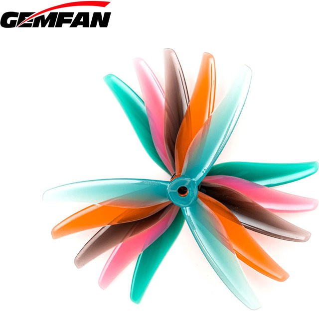 Gemfan Hurricane 51466 MCK V2 3-Blatt Propeller für 5-Zoll FPV Freestyle Drohnen, 2 Paar (2CW+2CCW), Blau/Mehrfarbig - Bild 1