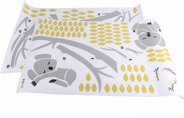 KONNWEI Wandaufkleber mit niedlichem Koala-Muster für Kinderzimmer und Schlafzimmer, Breite: 220 cm, Höhe: 220 cm - Bild 1