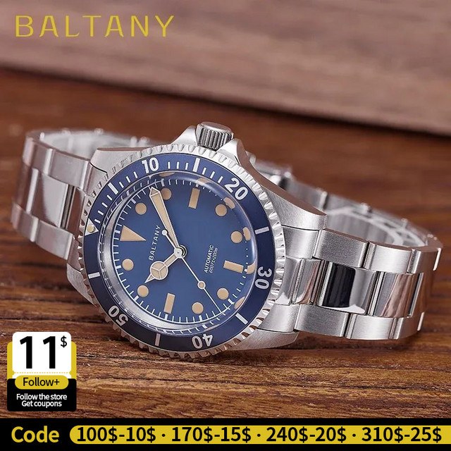 Baltany Armbanduhr Automatik, Edelstahl, Blau, 39 mm, Herren - Bild 1