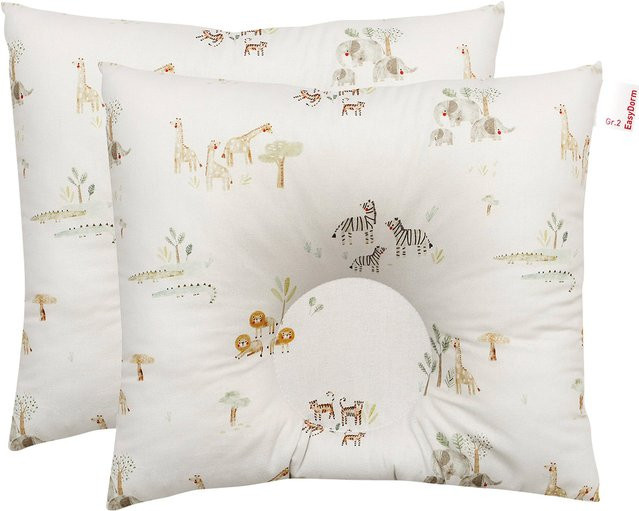Babydorm EasyDorm Kopfkissen für Babys Gr. II in Weiß und Beige mit konturierter Form und Baumwollbezug - Bild 1