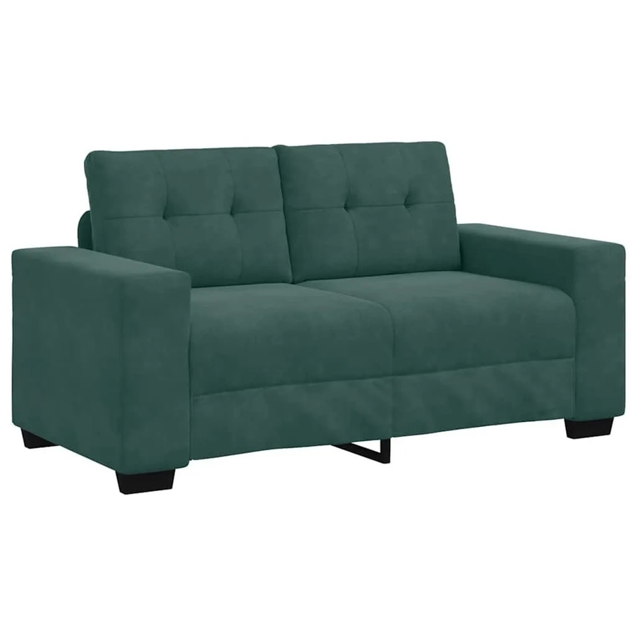 vidaXL Zweisitzer-Sofa aus Samt in Dunkelgrün mit Kissen und Armlehnen, B/T/H: 160 x 82 x 77 cm - Bild 2