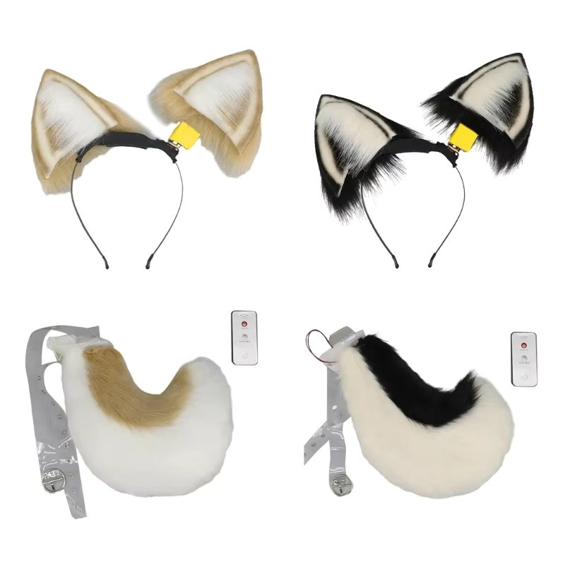 KLV Elektrische Plüsch Füchse Wolf Ohren Stirnband und Faux Pelze Schwanz, Set / Bundle - Bild 2