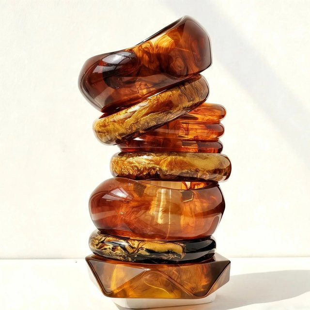 HUANQI Armband, Kunstharz, brauner Farbverlauf, Damen - Bild 1
