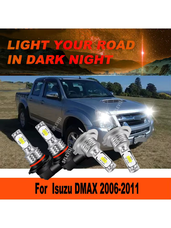 SPLEVISI 9005 H7 LED-Scheinwerfer in Weiß und Silber für Isuzu DMAX ab Baujahr 2006 mit Fern- und Abblendlicht - Bild 1