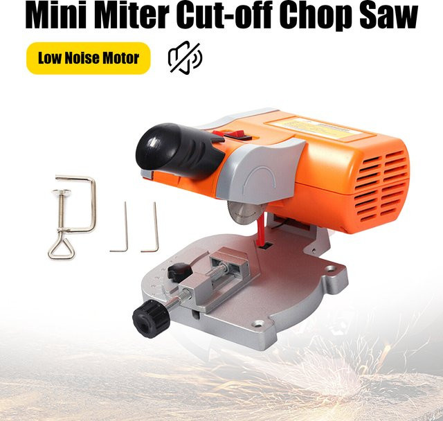 Elektrische Mini-Trennsäge 90W mit 7800 U/min, verstellbarer Schnittwinkel 0-45 Grad für Holz, Kunststoff, Stein und Metall, Gelb-Orange - Bild 1