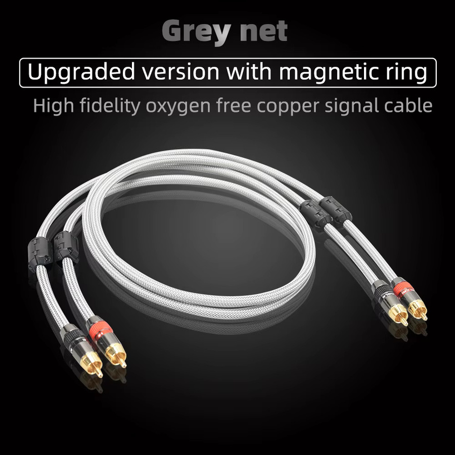 HIFIDIY LIVE Hi-Fi RCA-Audiokabel 2RCA-zu-2RCA in Grau mit 4N OFC Kern und unabhängiger Abschirmung (Paar) - Bild 3