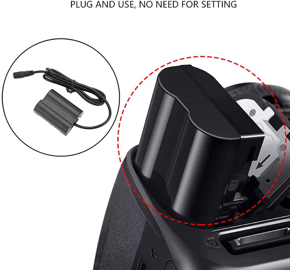 EP-5B AC DC Netzteil EN-EL15 Dummy Batterie Kit für Nikon Z6 Z7 Z8 D7500 D7200 D7000 D7100 D750 D780 D800 D810 D850 in Schwarz - Bild 3