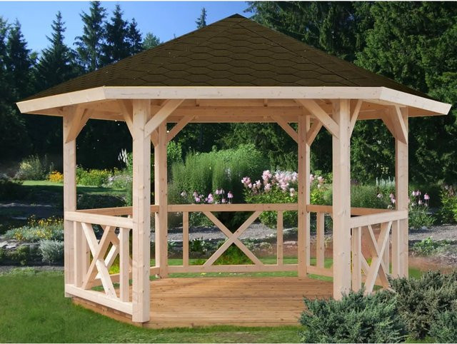 Palmako Holz-Pavillon Betty aus Fichtenholz in Braun, B/B: 337 x 337 cm - Bild 1