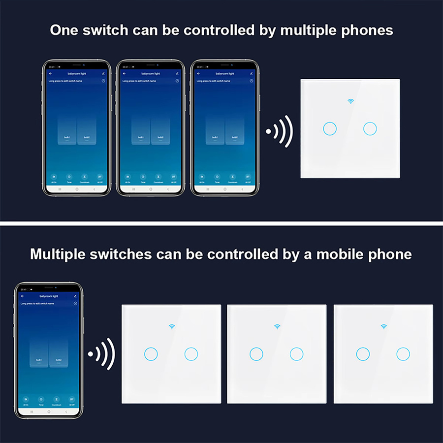 AXUS Wifi Smart Lichtschalter mit Glasschirm und Touch-Panel in Weiß, kompatibel mit Alexa und Google Home, EU 86 Standard - Bild 5