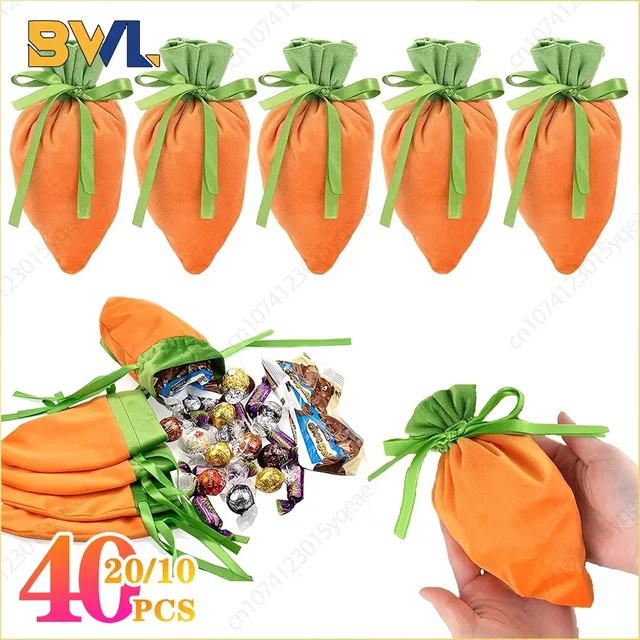 Oster-Geschenktüten in Karotten-Design aus Polyester, orangefarbene Süßigkeiten-Verpackung für Ostern-Dekorationen - Bild 1
