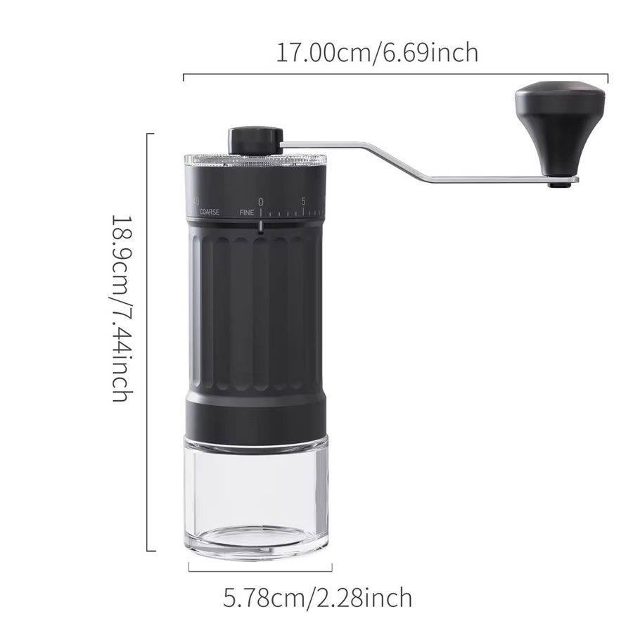 Manuelle Kaffeemühle von FEB.WIND in Schwarz mit 40 externen Mahlgrad-Anpassungen für Espresso, French Press und Camping - Bild 6