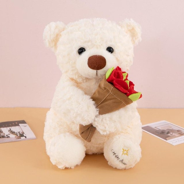 Linyi toy Romantischer Rosenbär Plüschtier, weiß, ab 14 Jahren - Bild 1