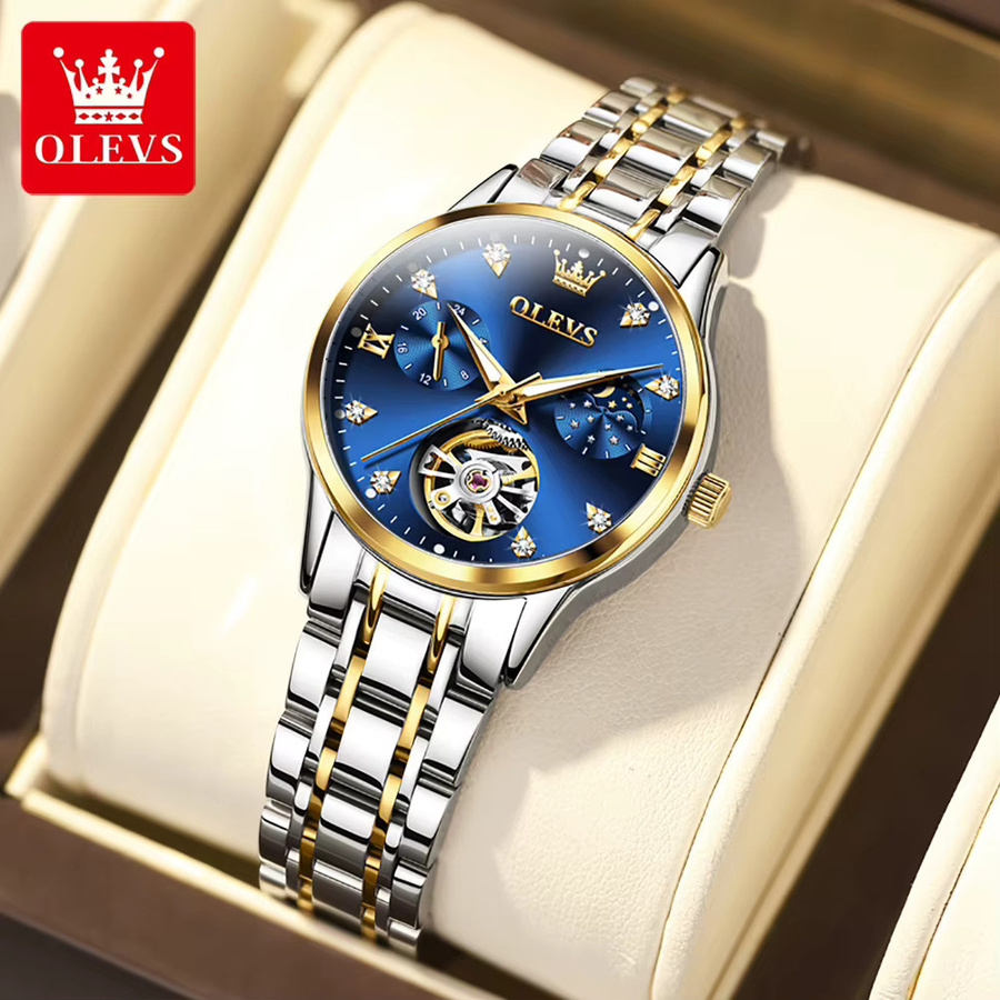OLEVS Armbanduhr, Automatik, Edelstahl, Mondphase, Weiß, Damen - Bild 4