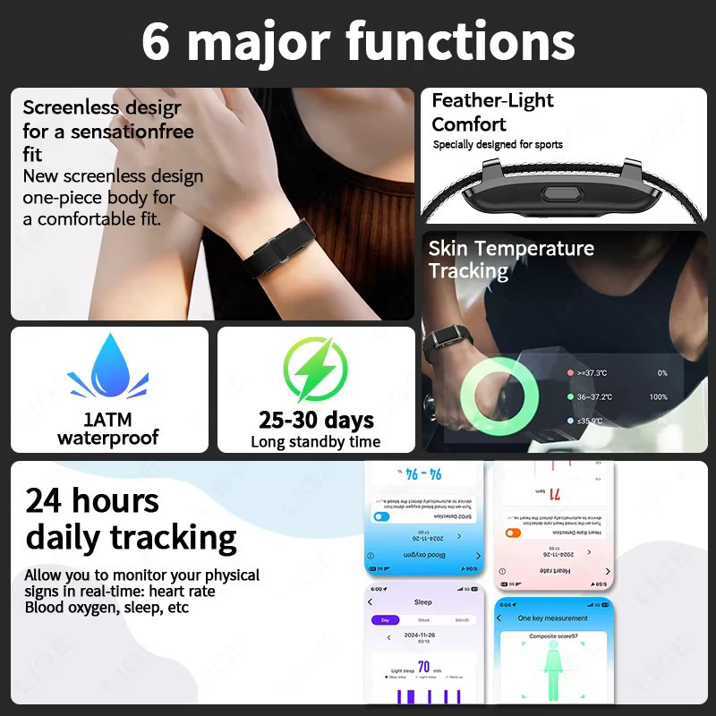 LIGE Smart Watch Fitness Tracker mit Herzfrequenzmessung, Schlaf-Tracking und Wasserdichtigkeit, Schwarz, Unisex - Bild 6