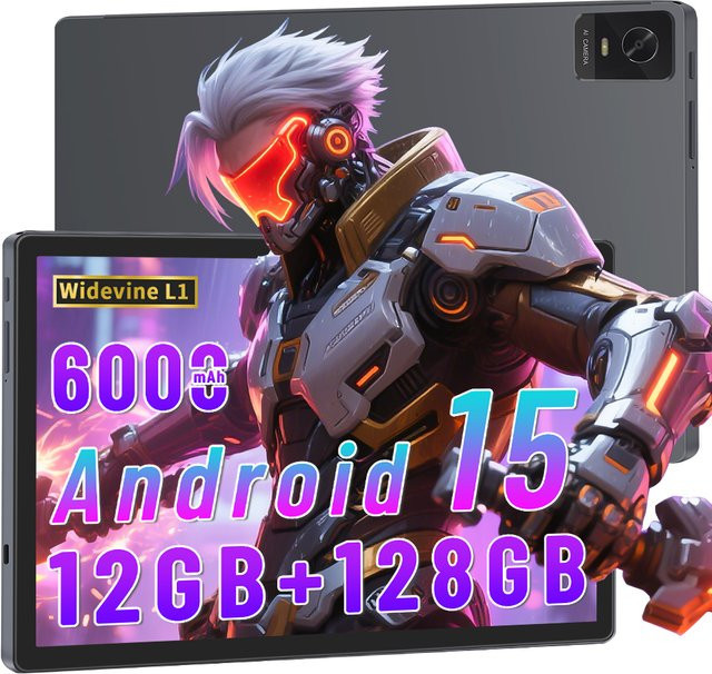 Paitanry Android 15 Tablet 10,1 Zoll mit 12GB RAM und 128GB ROM, Octa-Core Gaming-Tablet mit WLAN und 6000mAh Akku - Bild 1