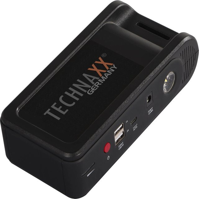 Technaxx Jumpstarter und Powerbank TX-218 in Schwarz mit 12000 mAh und USB-A sowie USB-C Anschlüssen - Bild 1
