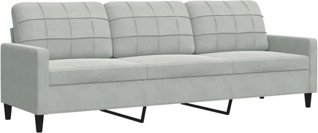 vidaXL 3-Sitzer-Sofa in Hellgrau aus Samt mit Metallrahmen und Armlehnen, Breite: 226 cm - Bild 1