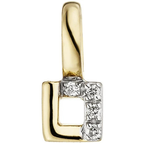 Colfem Anhänger 585 Gelbgold, 4 Diamanten, eckig, Unisex - Bild 1