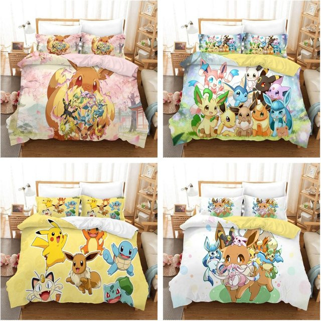 Potdemiel Eevee Anime Bettwäsche Set aus Polyester, 3-teilig, Breite: 135 cm, Länge: 200 cm - Bild 1