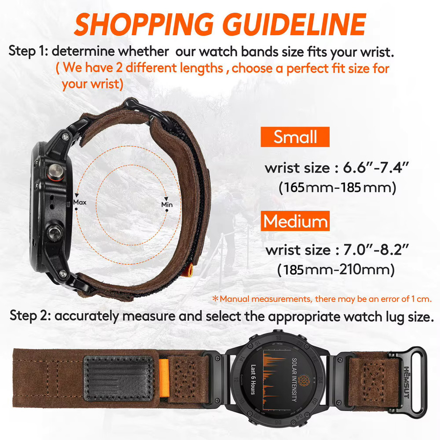HEMSUT Uhrenarmband Leder, Schwarz, Unisex, Retro - Bild 3