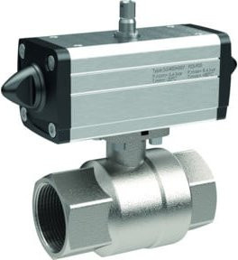 Riegler Messing-Kegelhahn mit pneumatischem Stellantrieb, doppeltwirkend, Rp 3/4, Farbe Silber - Bild 1