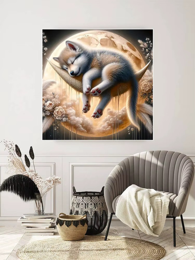 EverShine Diamantstickerei Set Wolf Motiv als Mosaik-Handarbeit in Multicolor, Durchmesser: 20 cm - Bild 4