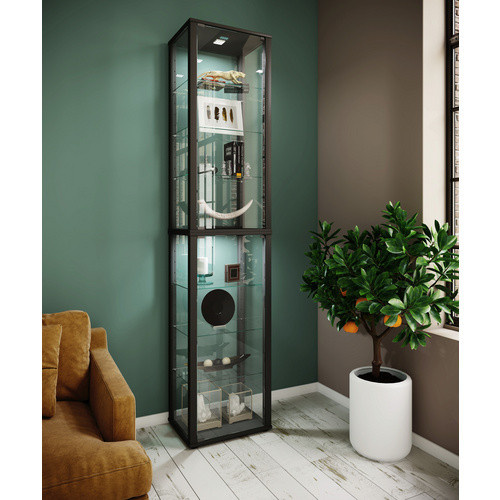VCM Standvitrine Kavisa XL in Schwarz mit Glastüren und ESG-Sicherheitsglas, B/H: 50 x 227 cm - Bild 2