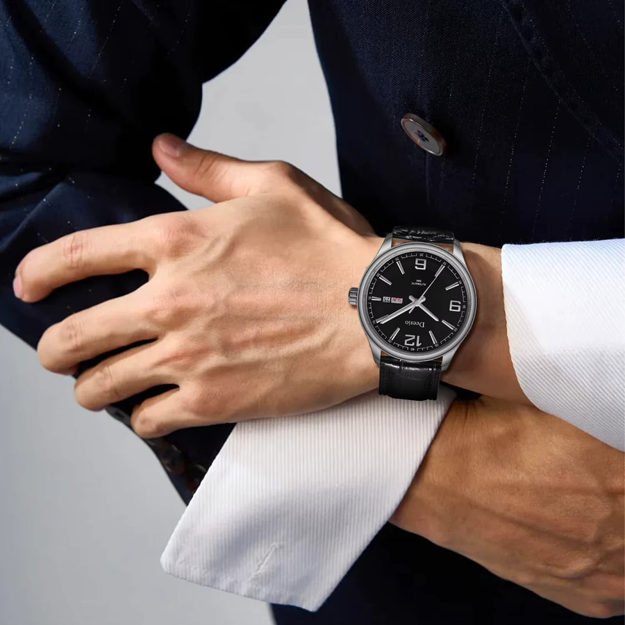 Deesio Armbanduhr Automatik, Edelstahl, Leder, Herren - Bild 4