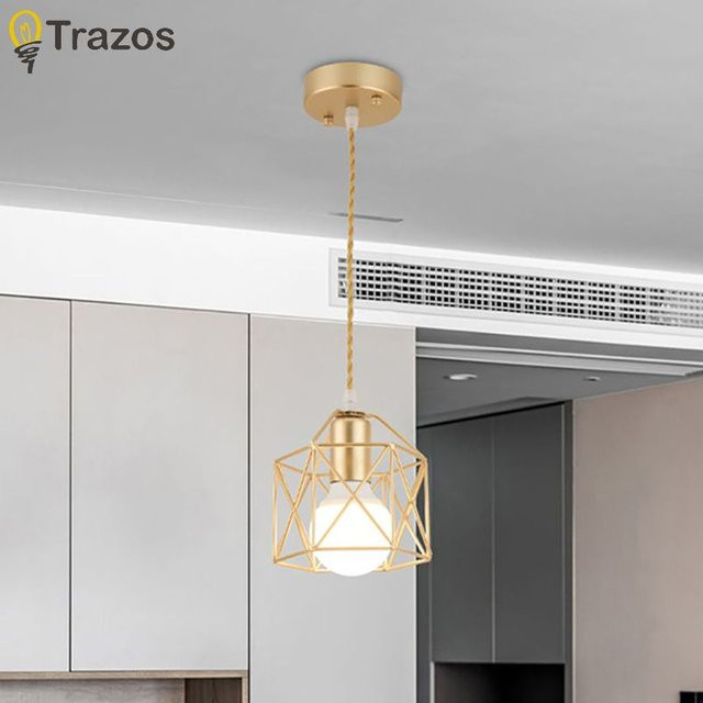 TRAZOS Kronleuchter im industriellen Loft-Design aus Metall für Treppen und Flure in Schwarz oder Gold/Messing - Bild 1