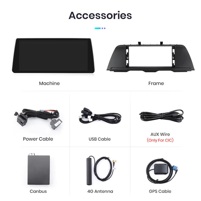 Junsun Wireless Carplay und Android Auto Multimedia Player Autoradio für BMW 5er F10 F11 CIC NBT System, Schwarz - Bild 3
