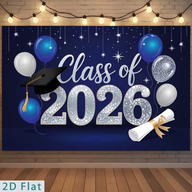 VIKAMA Abschlussfeier Banner 2026 in Silber-Glitzer zur Dekoration von Festlichkeiten - Bild 2