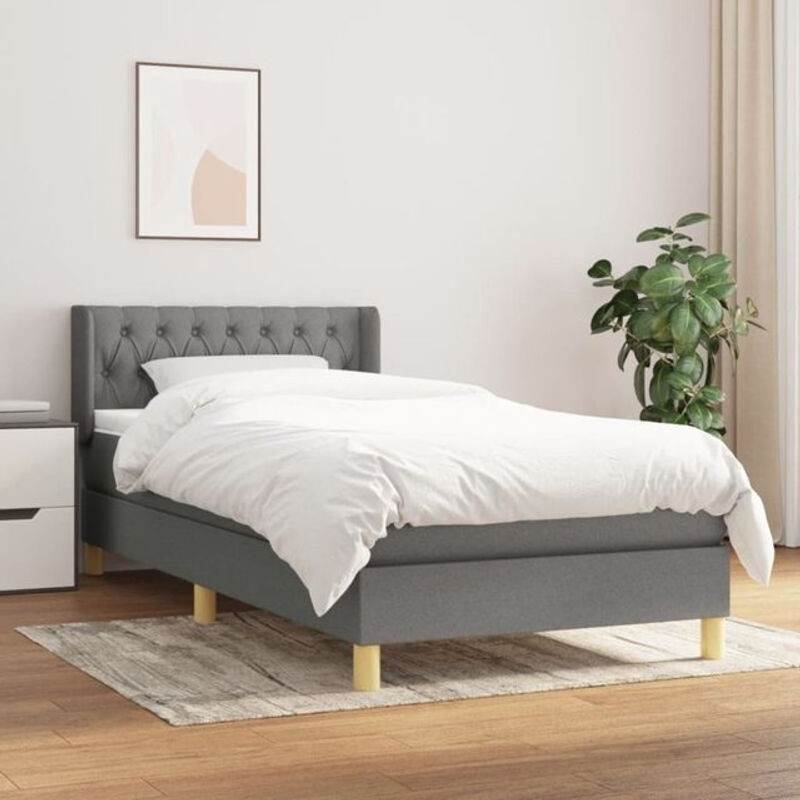 vidaxl Boxspringbett mit Matratze aus Stoff in Anthrazit B/T/H: 90 x 190 cm - Bild 1