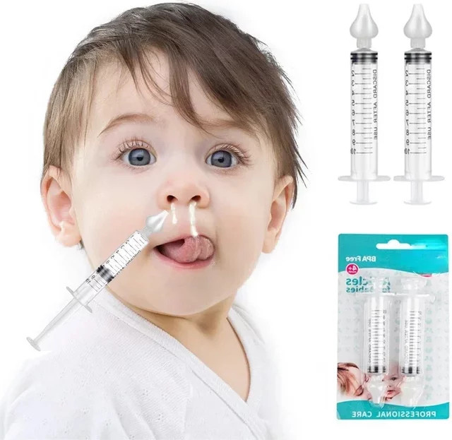 Baby Nasensauger Spritze zur Nasenreinigung für Kinder in Weiß und Transparent - Bild 1