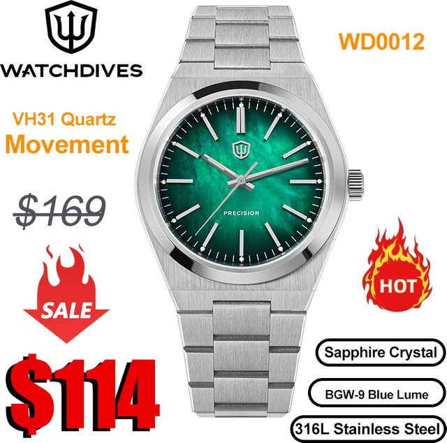 Watchdives Armbanduhr, Quarz, Edelstahl, Saphirglas, Herren, Vintage - Bild 1