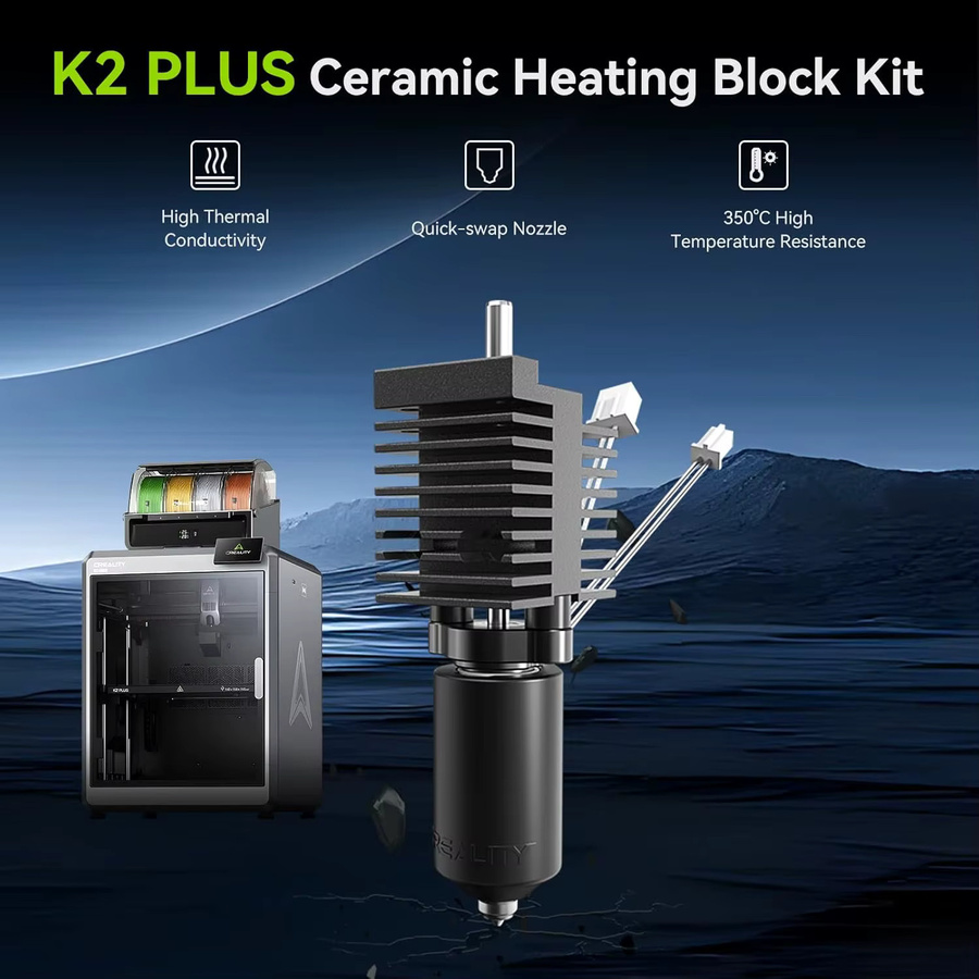 Creality Offizielles K2 Plus Hotend-Zubehörset mit Keramik-Heizblock, Einhorn-Schnellwechseldüse und Ganzmetall-integrierter Konstruktion - Bild 2